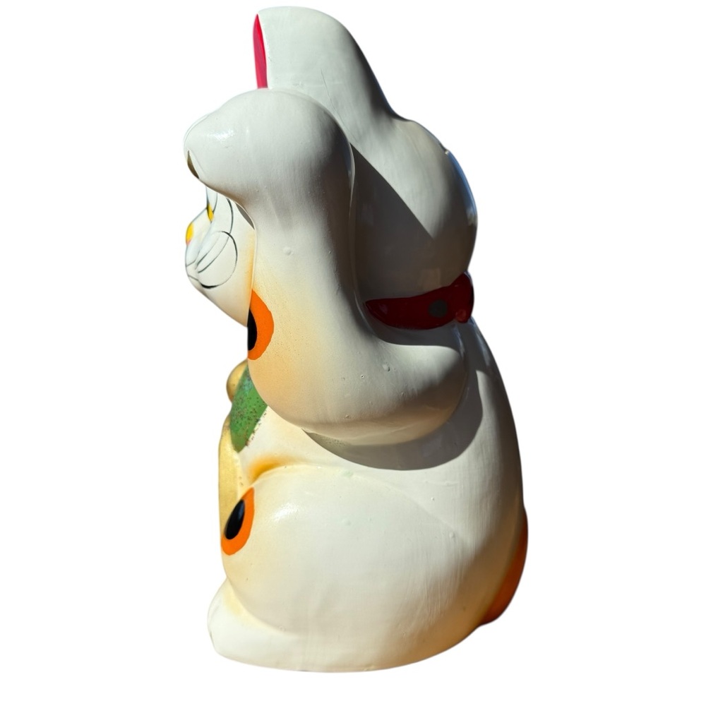 VINTAGE MANEKI NEKO BECKONING CAT BANK – JAPANESE LUCKY CAT FIGURINE - Picture 5 of 9